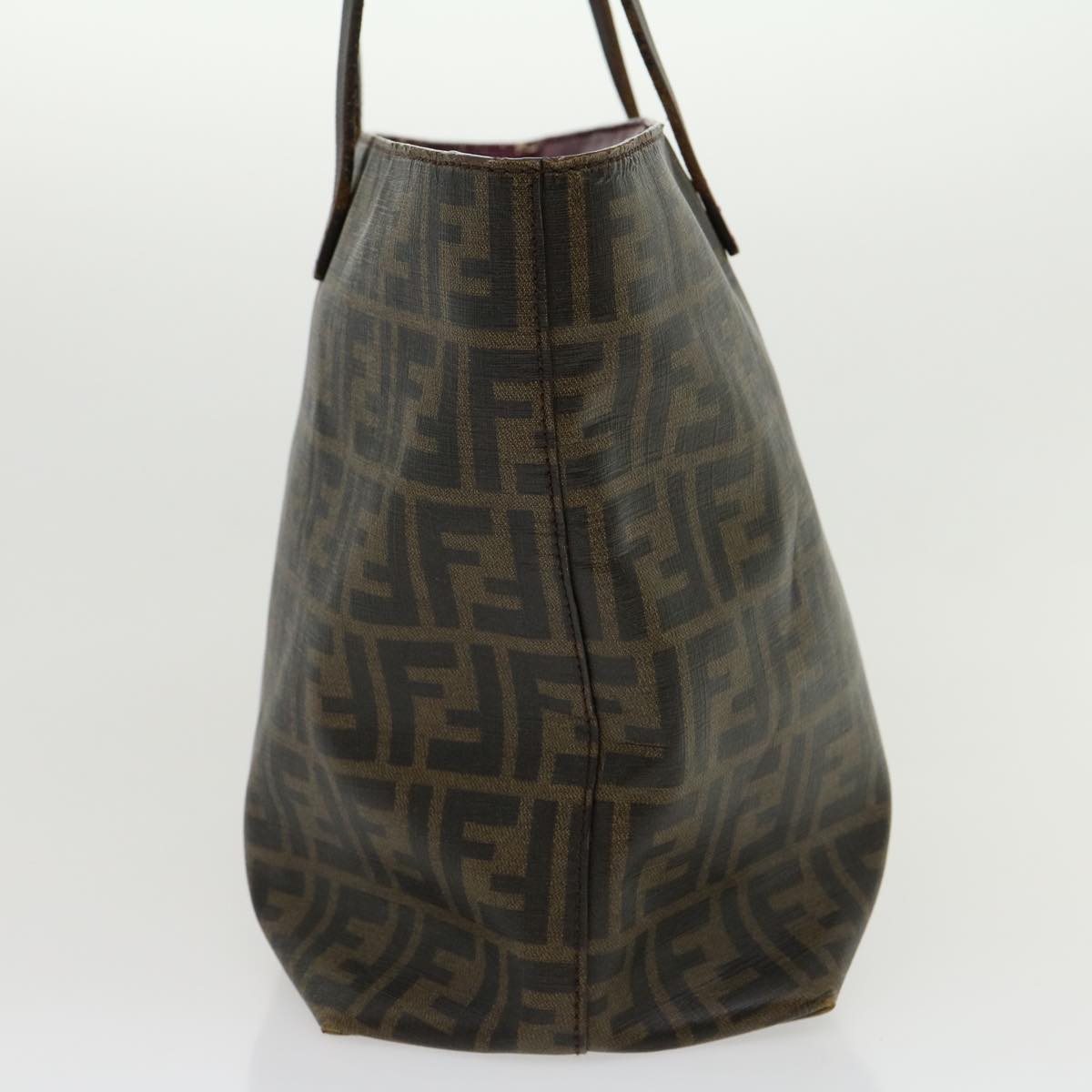 FENDI Zucca Canvas Tote Bag PVC Leather Brown Black am2618g