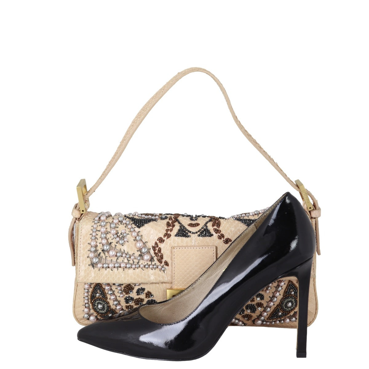 Fendi Python Beaded Baguette Bag