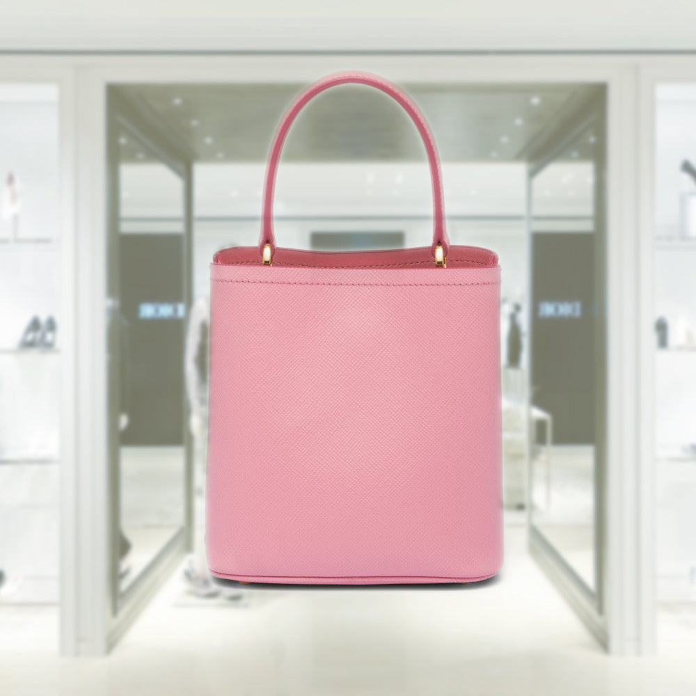 Small Saffiano Leather Prada Panier Bag