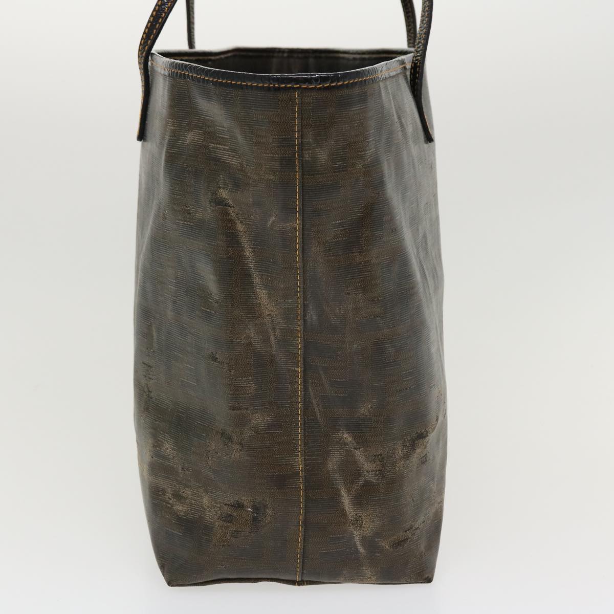 FENDI Zucca Canvas Tote Bag Coated Canvas Brown Yellow Auth rd4550