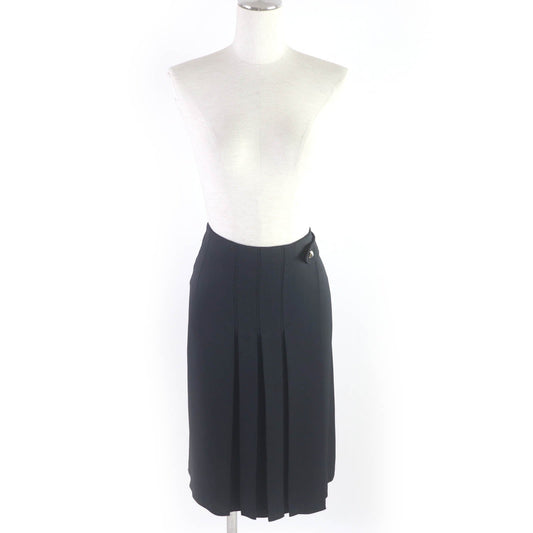 HERMES Wrap skirt Rayon Dark navy 40