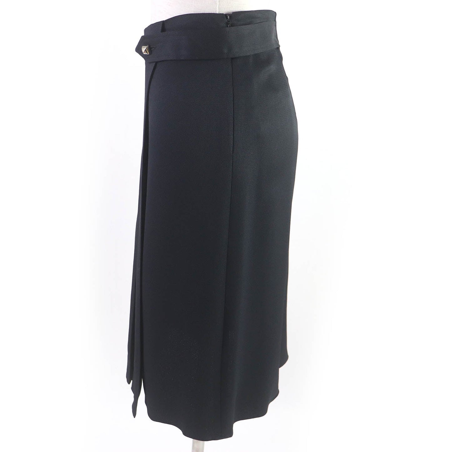 HERMES Wrap skirt Rayon Dark navy 40