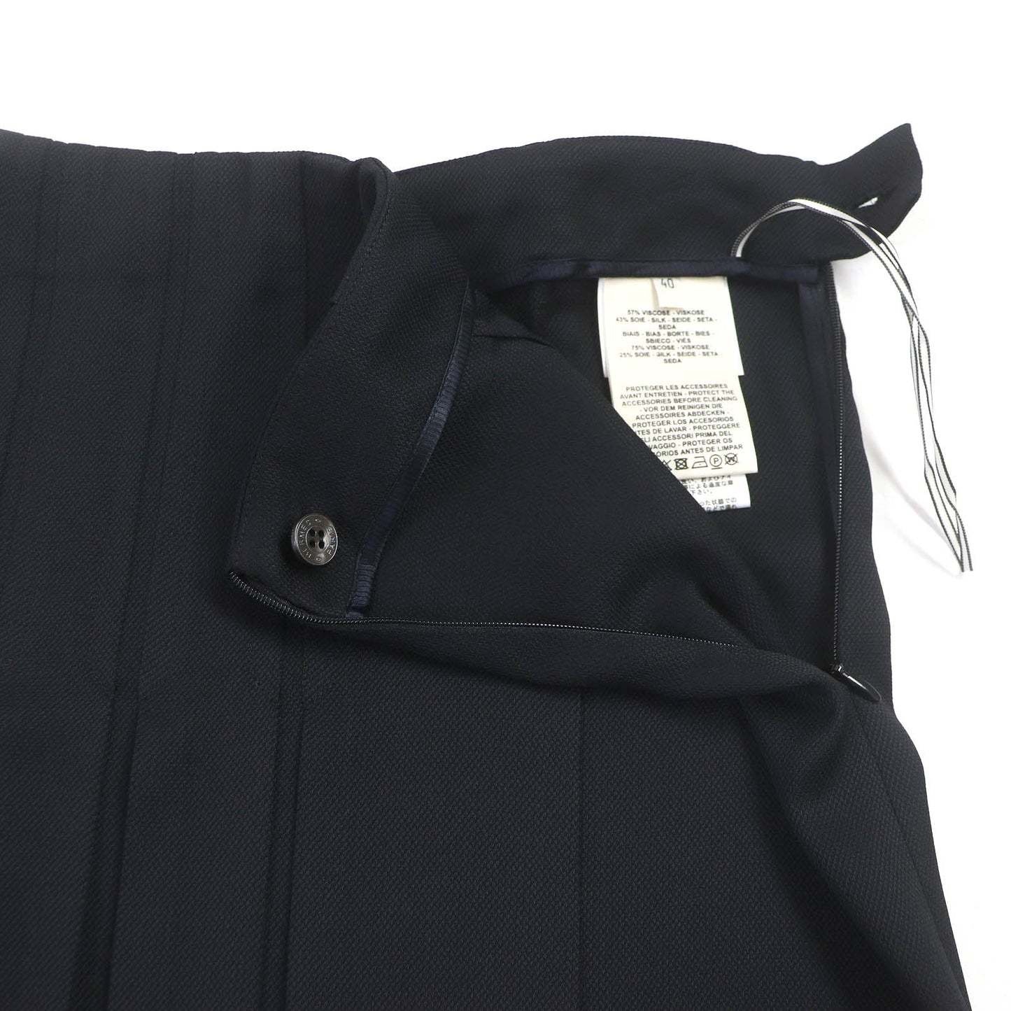 HERMES Wrap skirt Rayon Dark navy 40