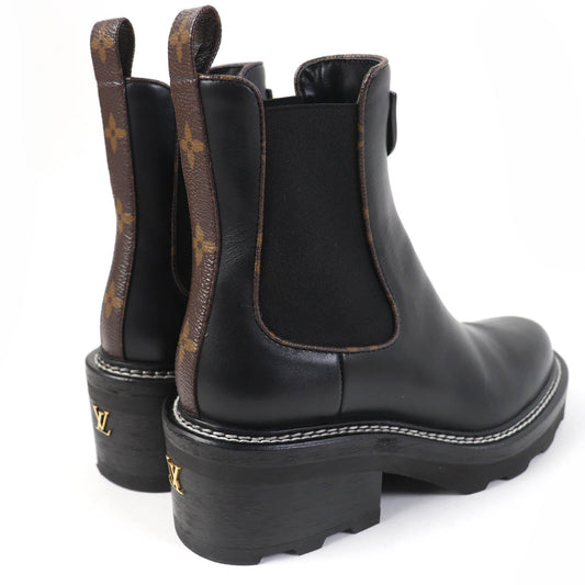 LOUIS VUITTON Ankle boots 1A8947 leather black LV Bobur Line 35.5