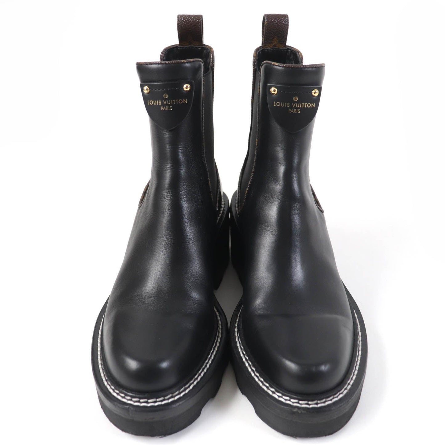 LOUIS VUITTON Ankle boots 1A8947 leather black LV Bobur Line 35.5