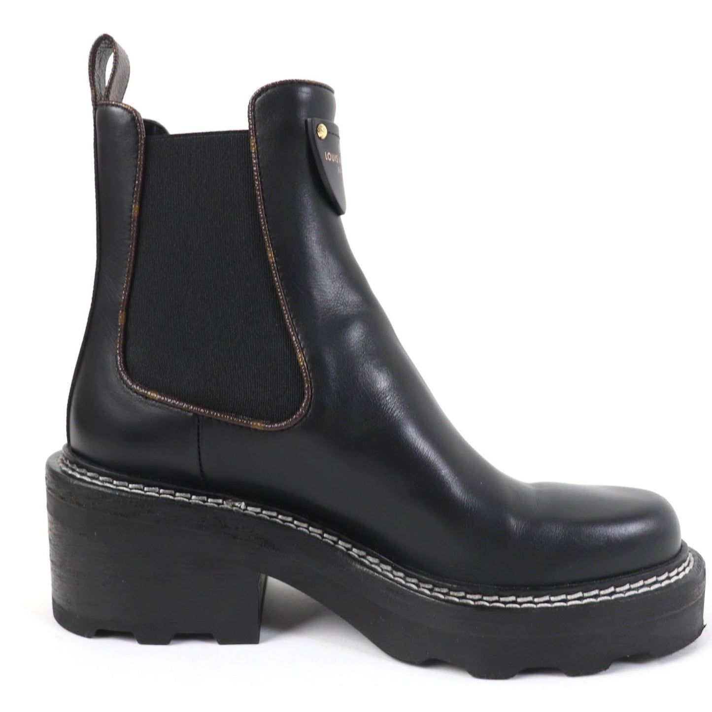 LOUIS VUITTON Ankle boots 1A8947 leather black LV Bobur Line 35.5