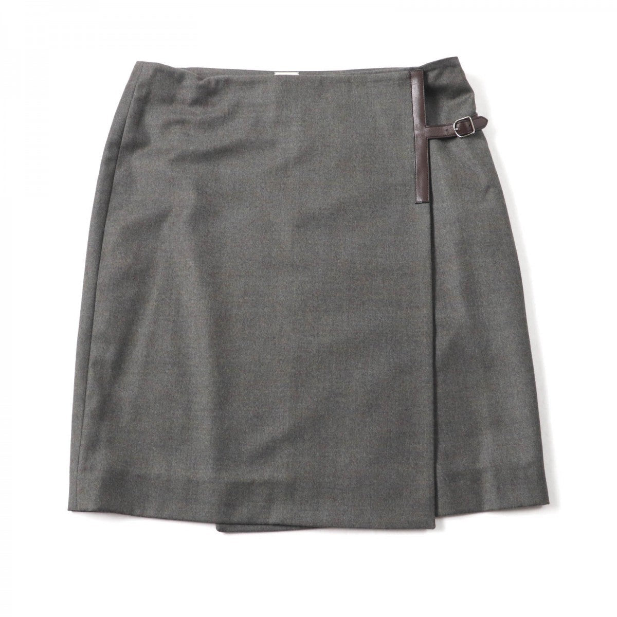 HERMES Wrap skirt wool Brown 42