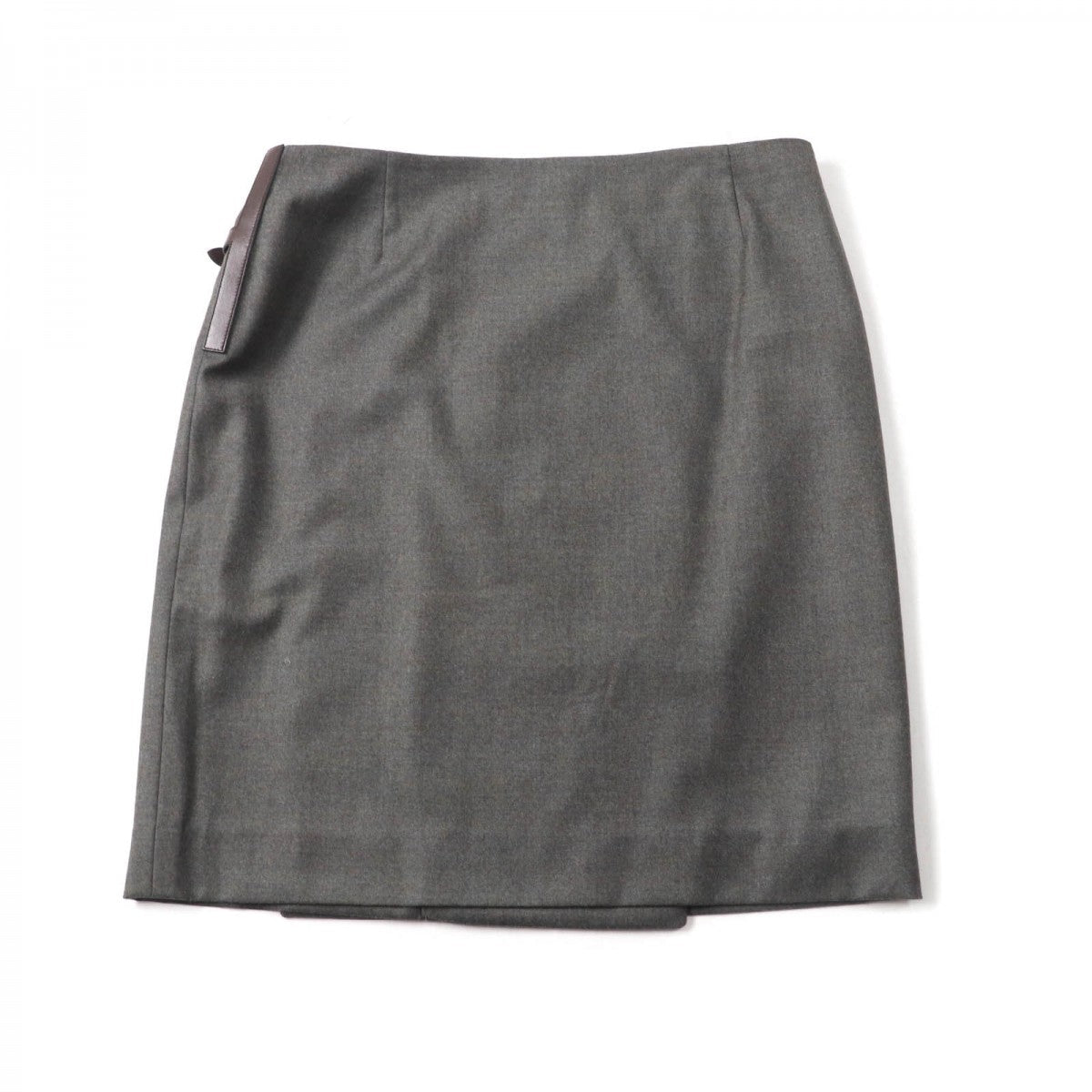 HERMES Wrap skirt wool Brown 42