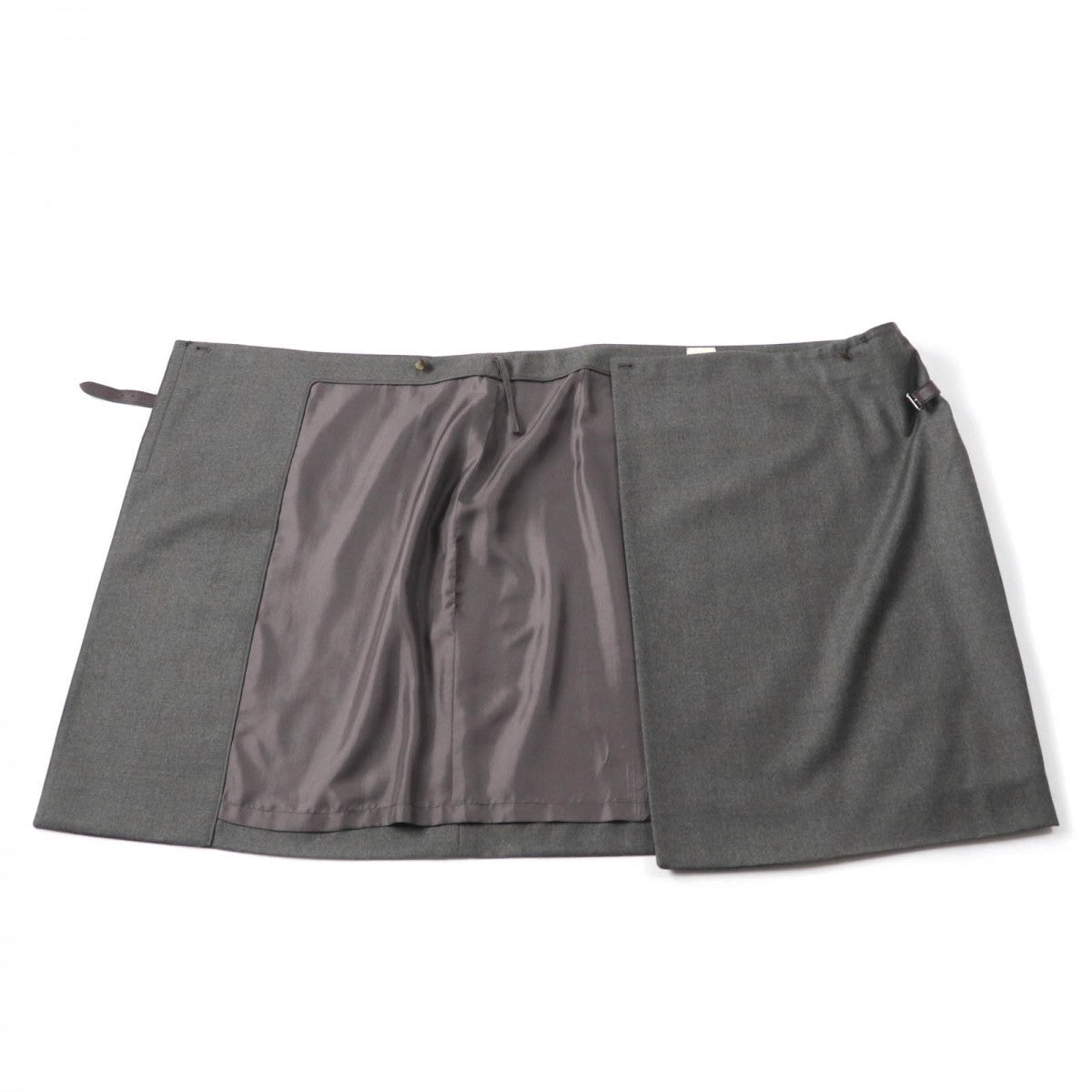 HERMES Wrap skirt wool Brown 42