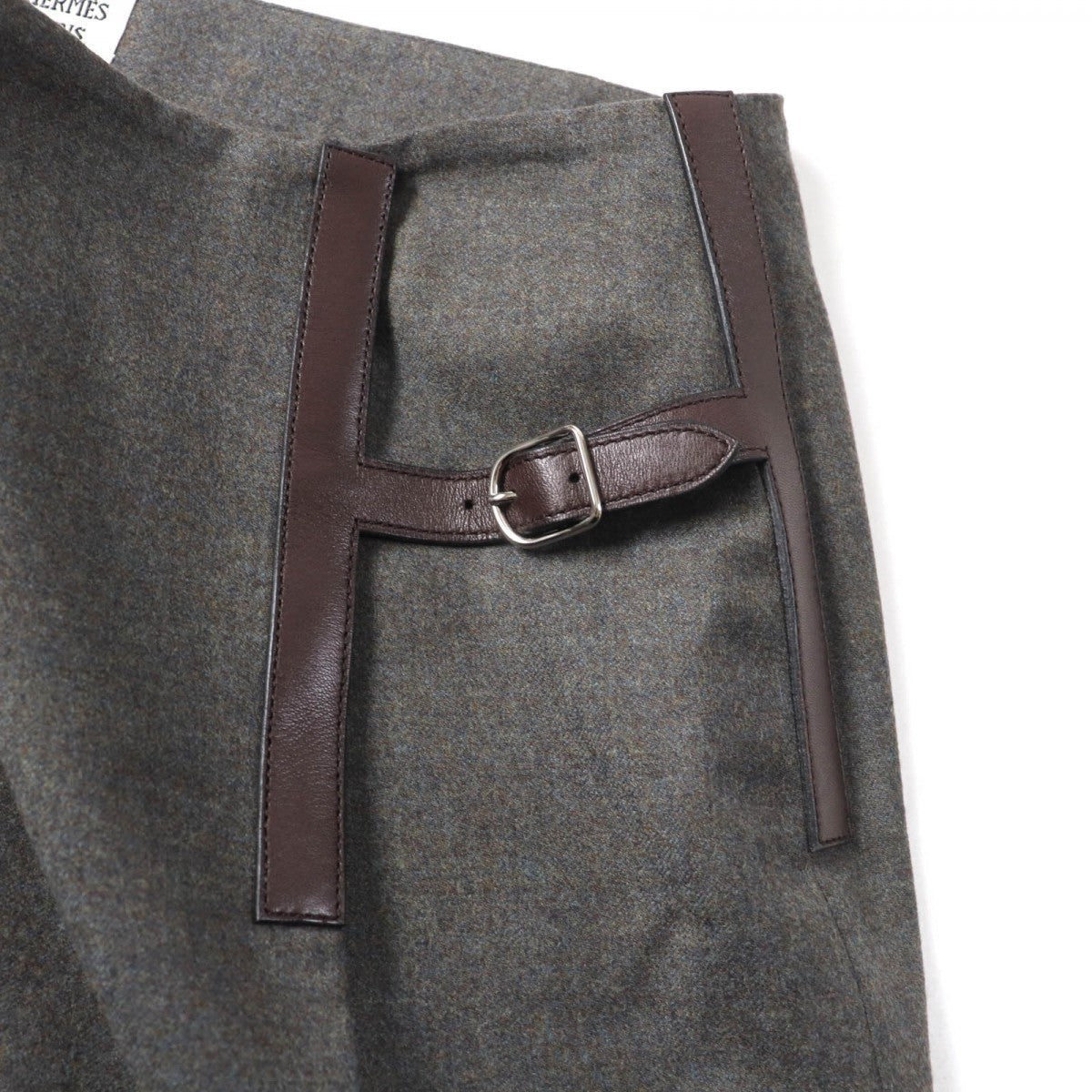 HERMES Wrap skirt wool Brown 42