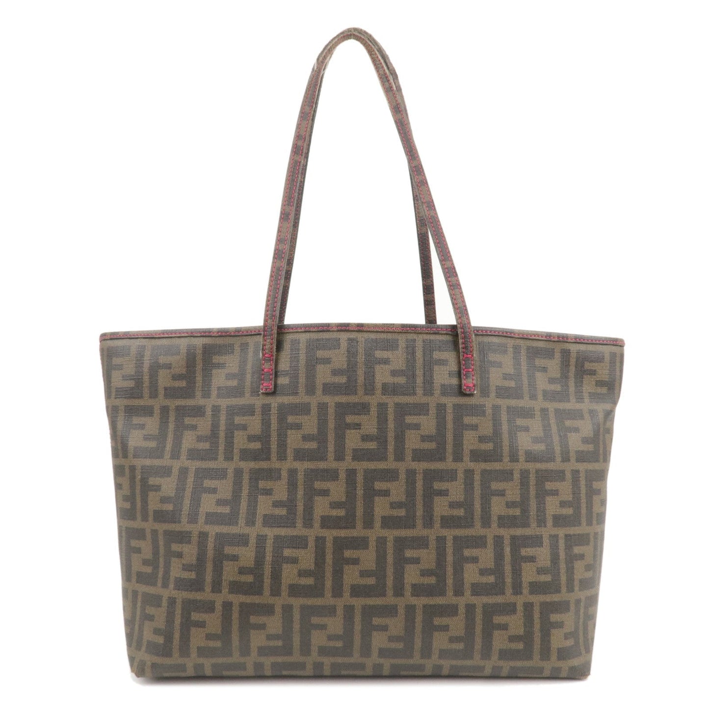 FENDI Zucca Logo Print PVC Leather Tote Bag Khaki 8BH198