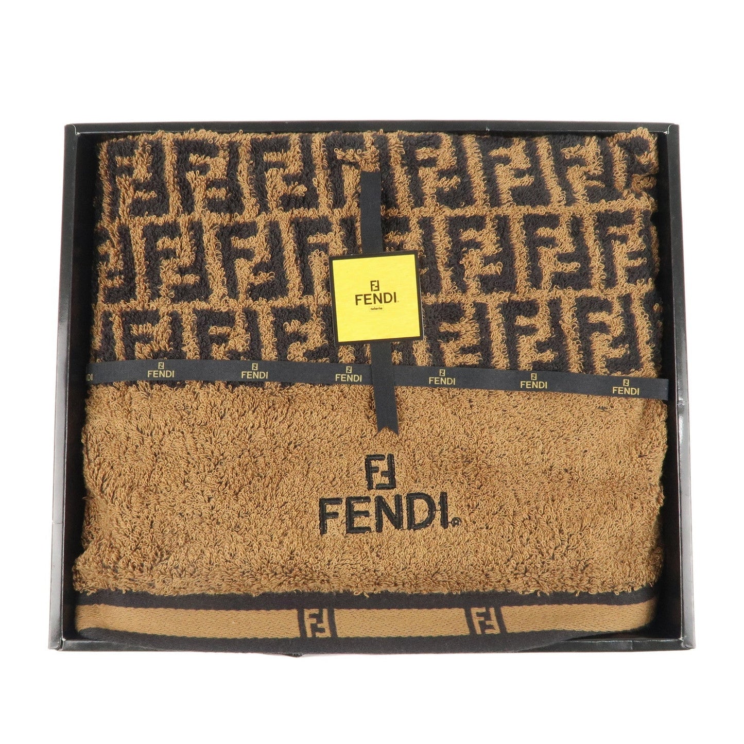 FENDI Zucca Cotton 100% Bath Towel Brown Black