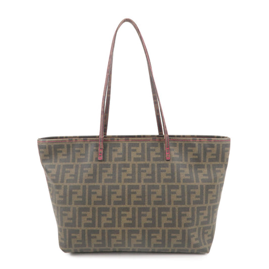 FENDI Zucca Logo Print PVC Tote Bag Brown Black Pink 8BH198