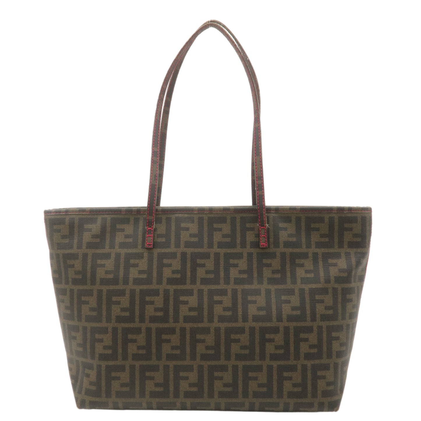 FENDI Zucca Logo Print PVC Tote Bag Khaki Black Pink 8BH198