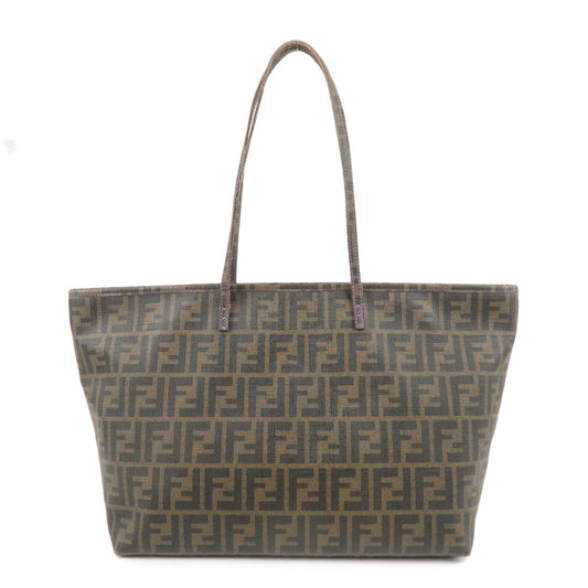 FENDI Zucca Logo Print PVC Tote Bag Brown Black Purple 8BH185