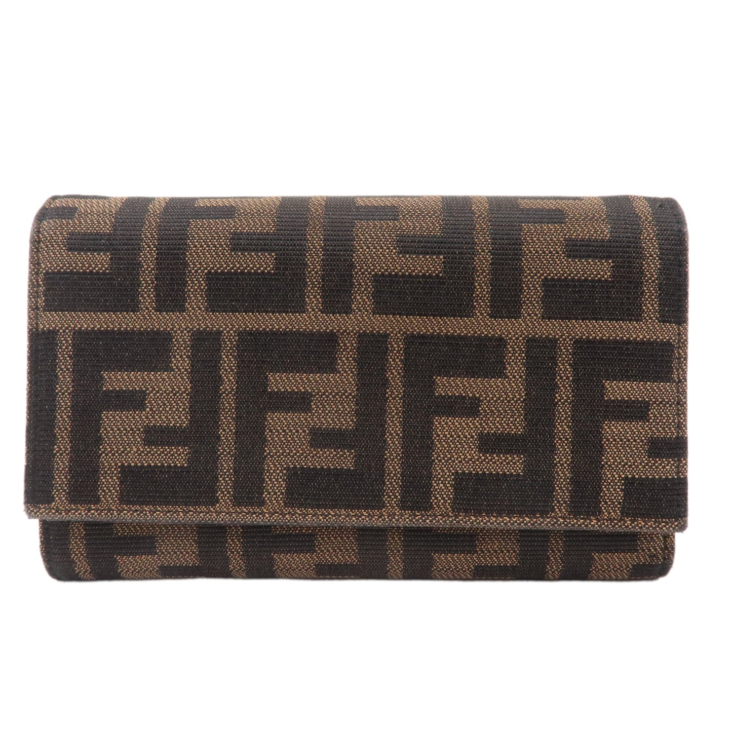 FENDI Zucca Canvas Tri-fold Wallet Brown Black 8M0011