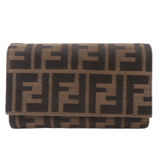FENDI Zucca Canvas Tri-fold Wallet Brown Black 8M0011