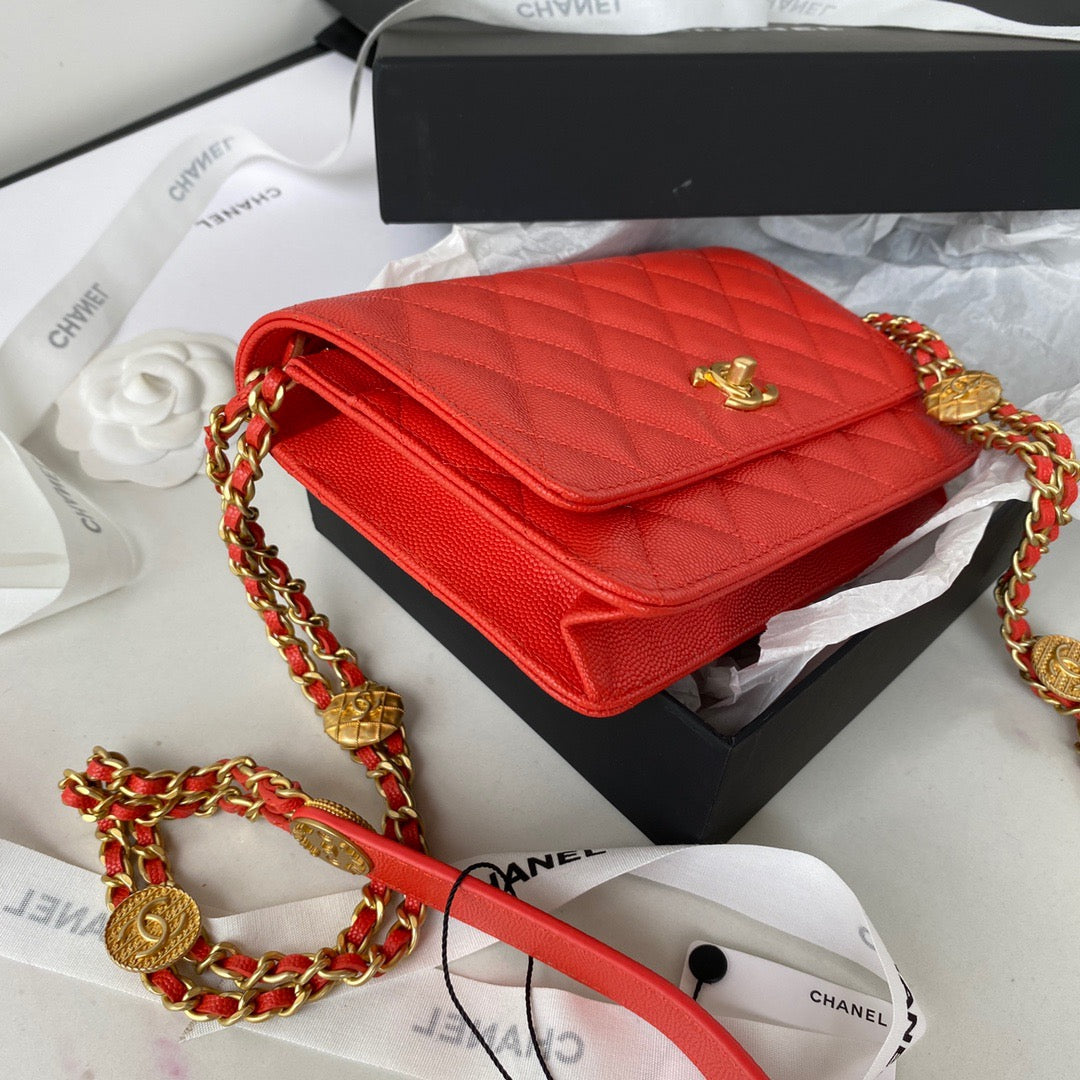 CHLSmall Top Qualityap Bag Gold Hardware Red For Women Handbags, Shoulder Bags 7.5in/19cm AP2840