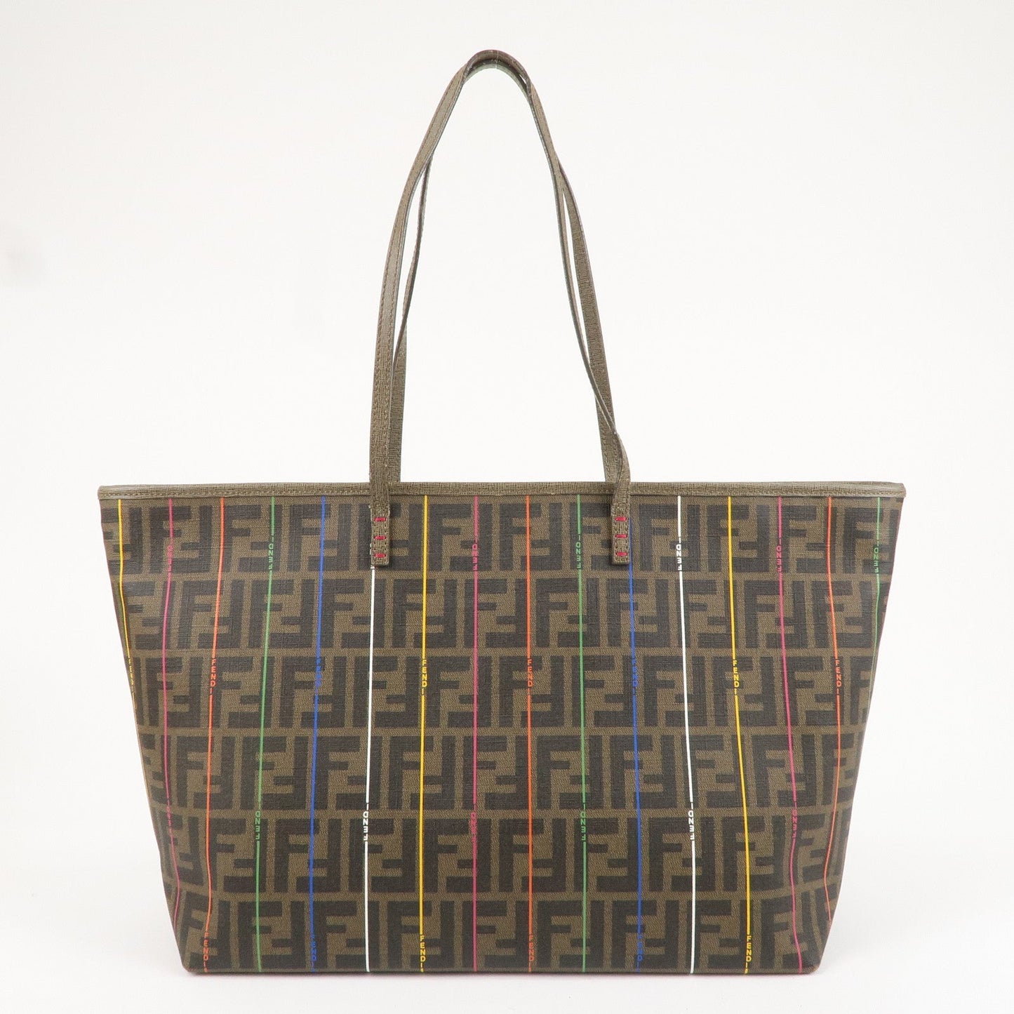 FENDI Zucca Logo Print PVC Leather Tote Bag Multi Color 8BH185