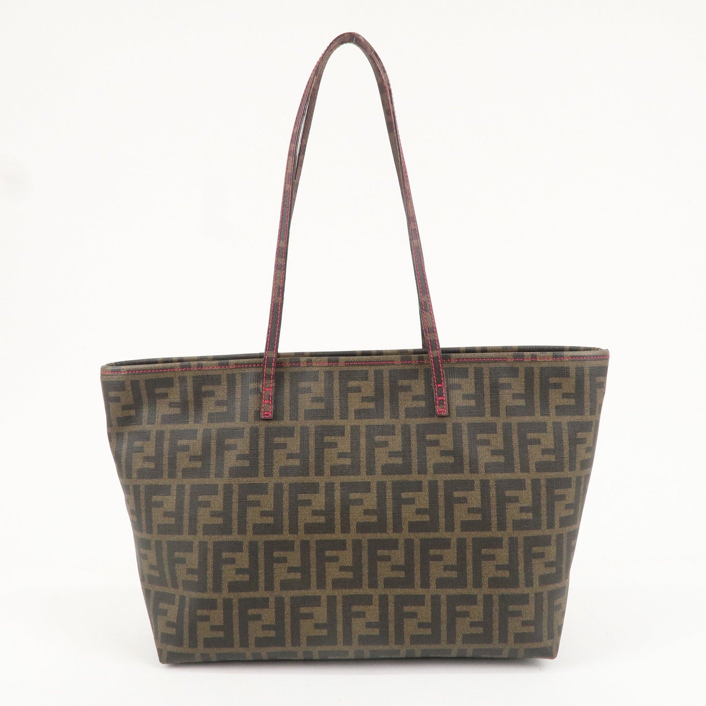 FENDI Zucca Logo Print PVC Tote Bag Brown Black Pink 8BH198