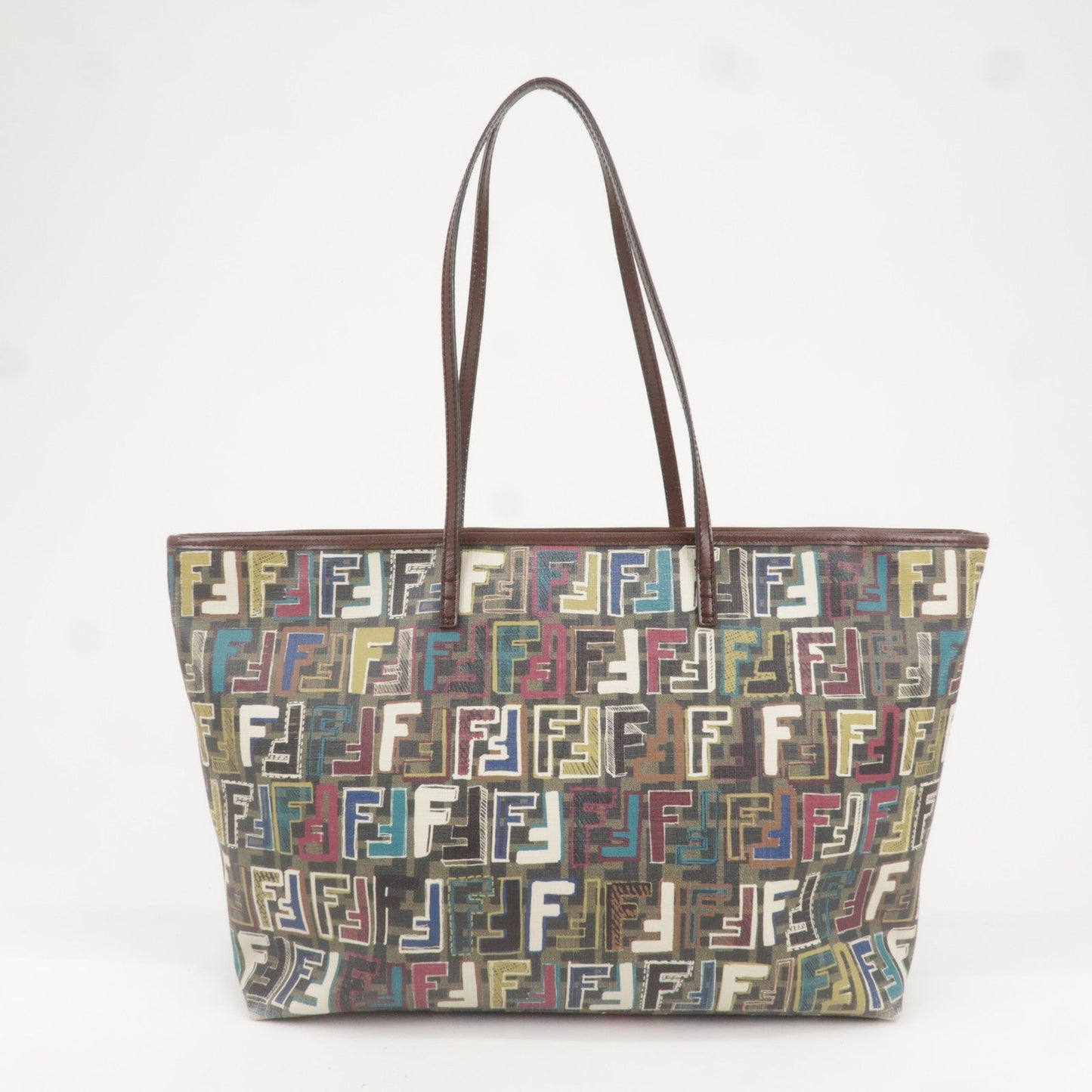FENDI Zucca Logo Print PVC Leather Tote Bag Multi Color 8BH185