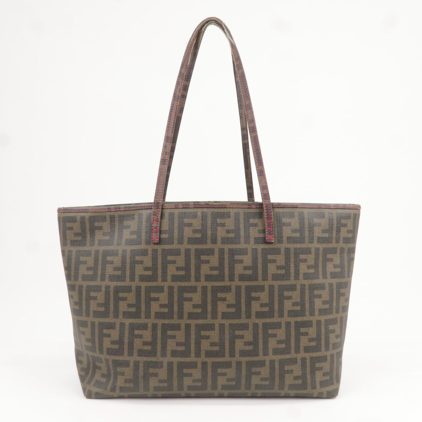 FENDI Zucca Logo Print PVC Leather Tote Bag Khaki 8BH198