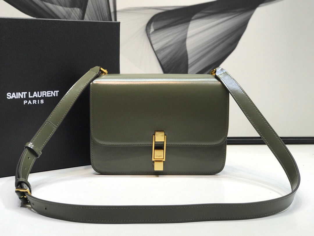Top Quality Le Carre Satchel In Box Dark Green For Women 9in/23cm YSL
