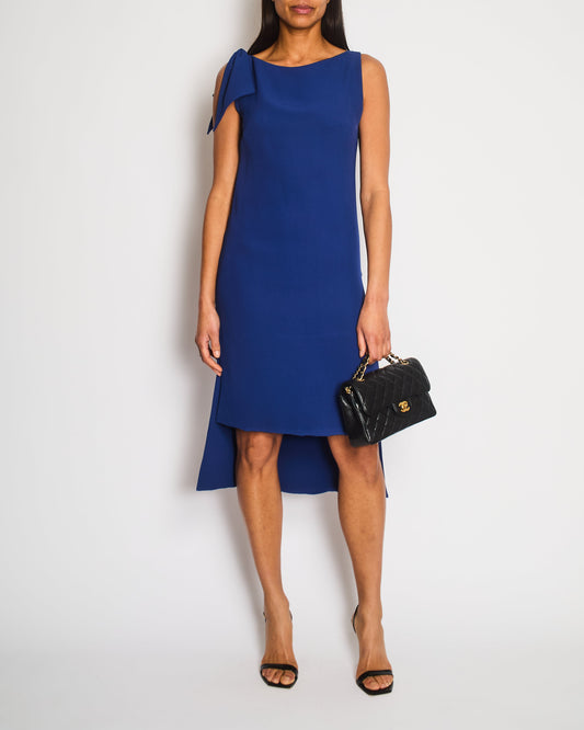 Christian Dior Electric Blue Silk Midi Dress with Shoulder Detailing Size FR 38 (UK 10)
