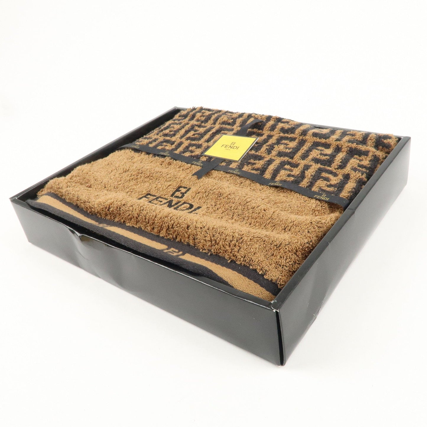 FENDI Zucca Cotton 100% Bath Towel Brown Black