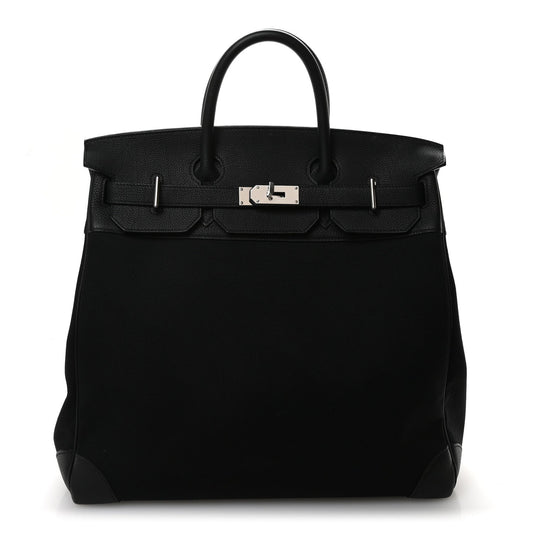 Hermes Togo Toile HAC Travel Birkin 40 Black
