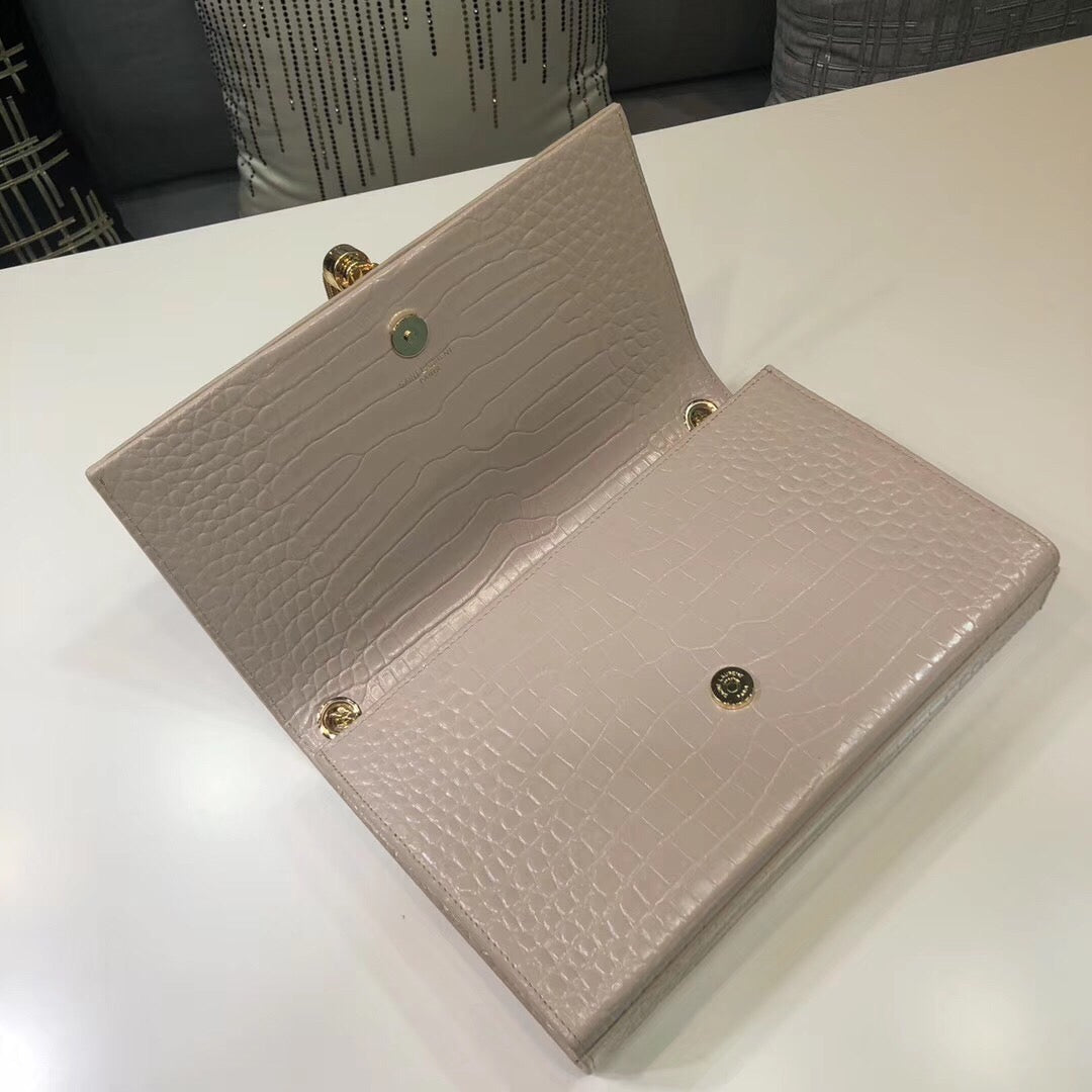 Top Quality Kate Small Chain Bag With Tassel In Embossed Beige For Women 7.8in/20cm YSL 