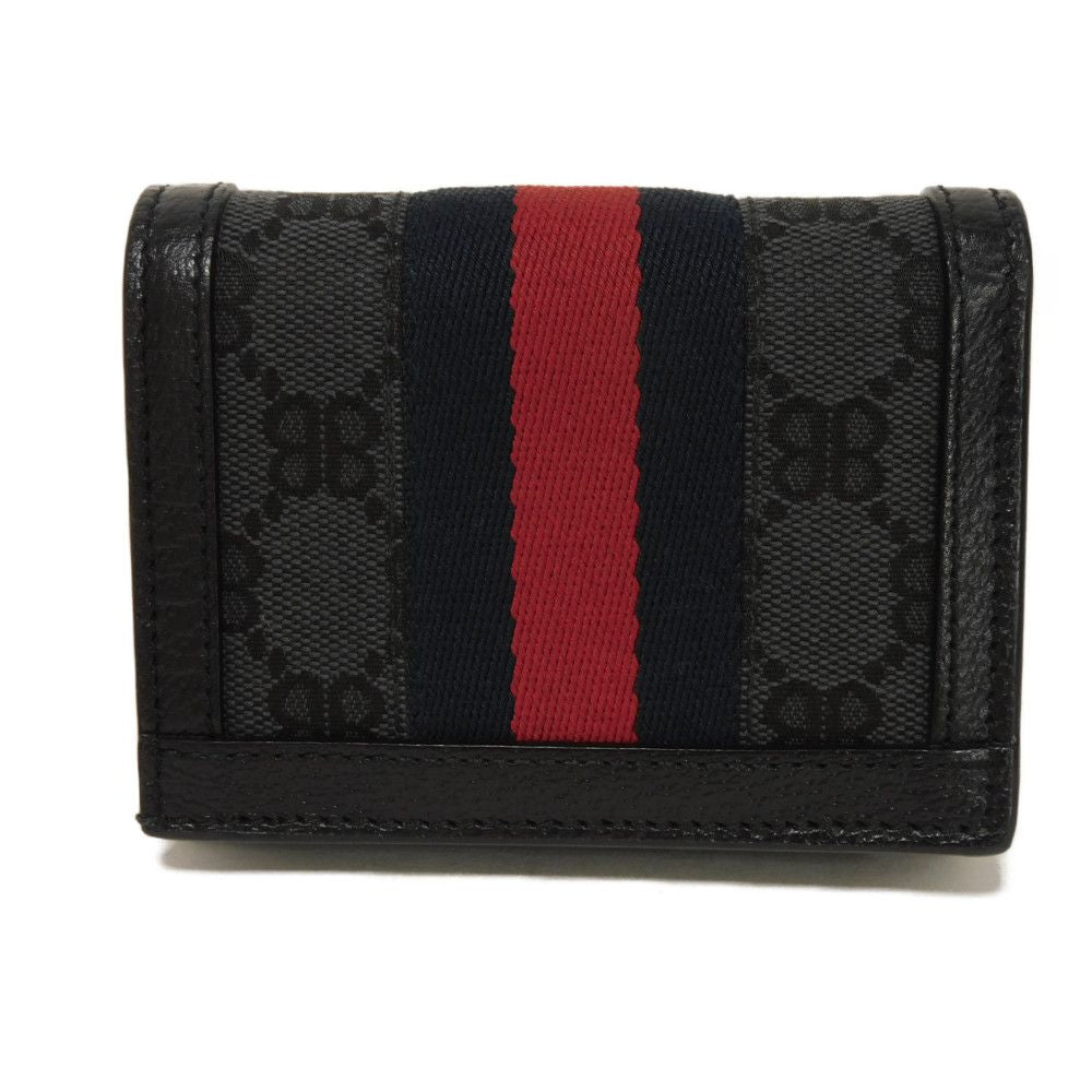 BALENCIAGA Bifold Wallet 680385 2103X 1000 GG canvas x calf leather black BB GG canvas Gucci The Hacker Project Compact Wallet unisex(Unisex)