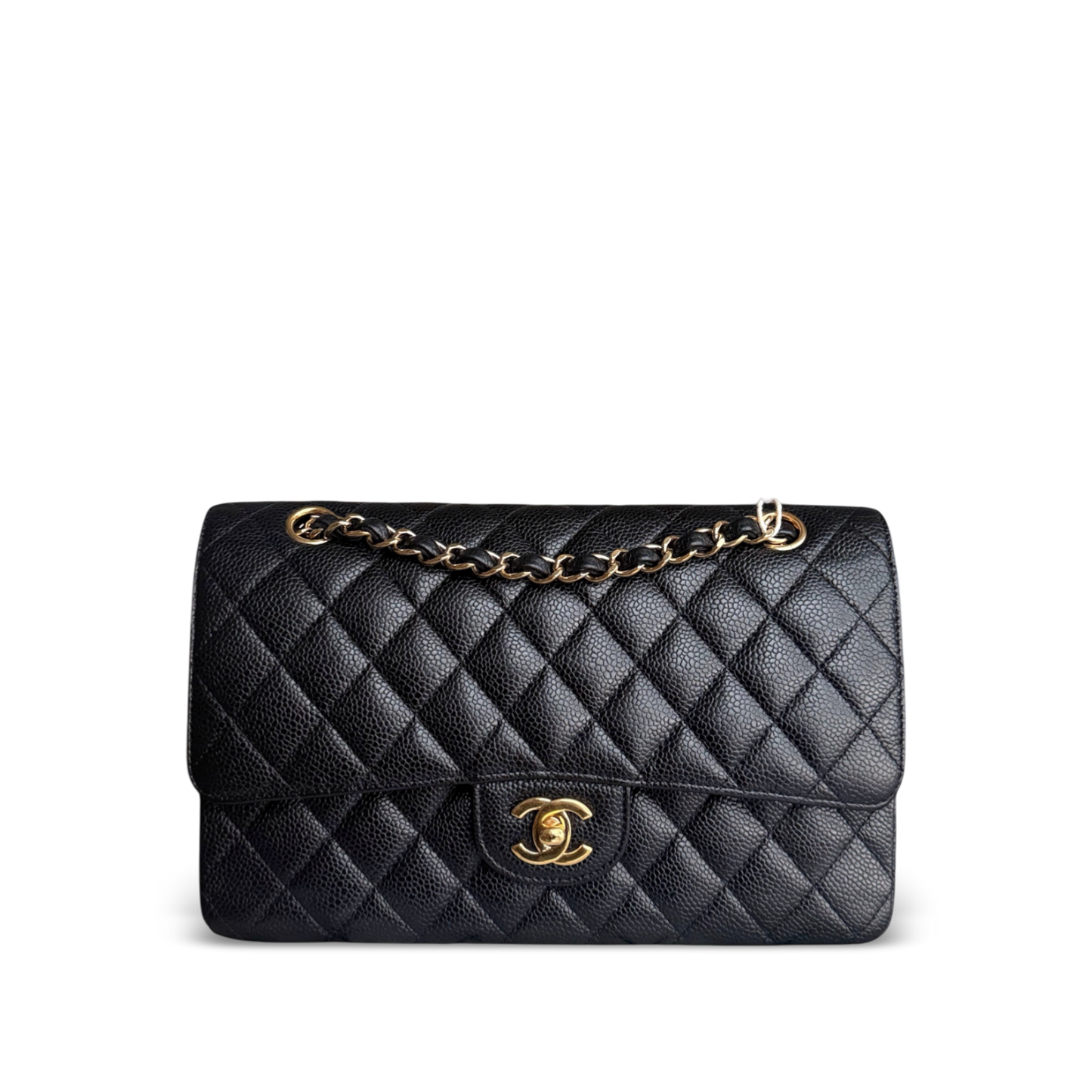 Chanel Classic Flap Medium - 25CM Quilted Caviar Black Gold Hardware Series 18