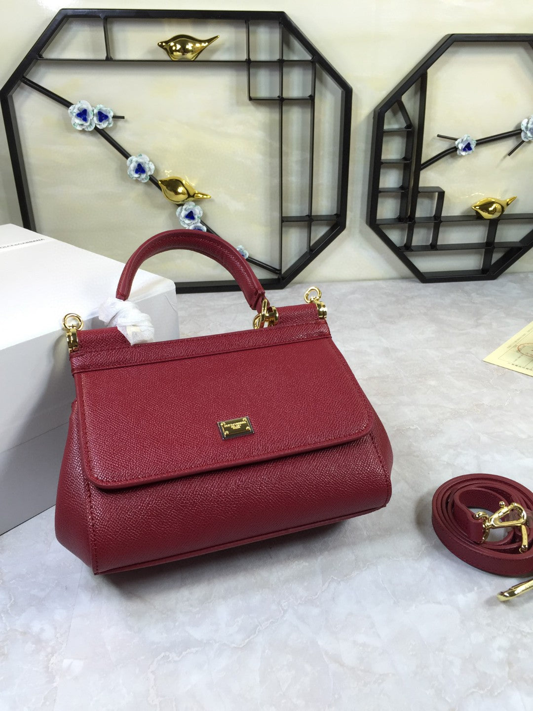 Top Quality MeTop Qualityum Sicily Handbag In Dauphine Burgundy For Women 10.2in/26cm Top Quality Top Quality4347A10018M073