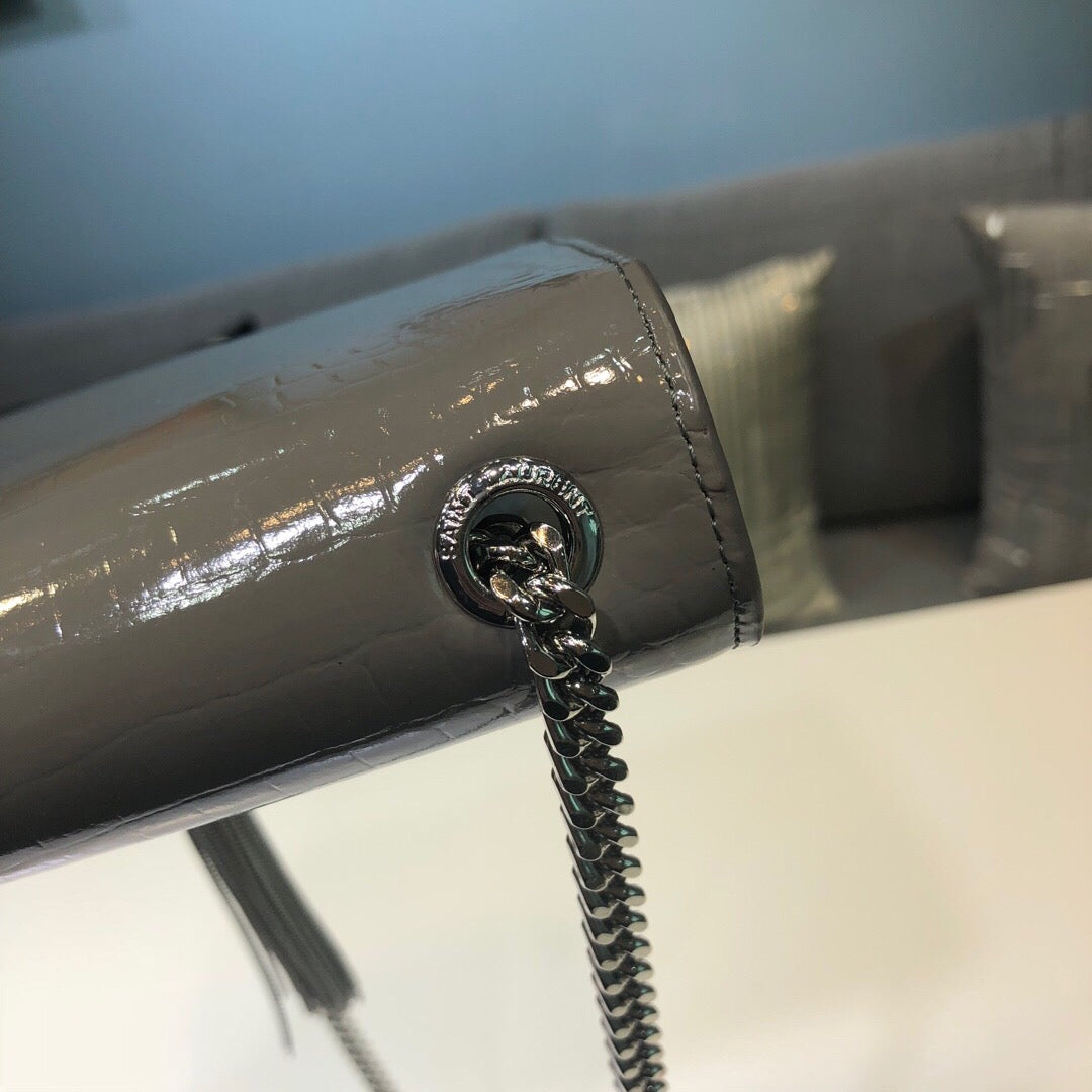 Top Quality Kate Small Chain Bag With Tassel In Embossed Green For Women 7.8in/20cm YSL 