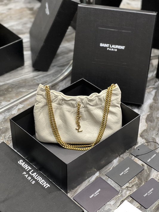 Top Quality Hobo Mini Bag White With Bronze Toned Hardware For Women 9.4in/24cm YSl