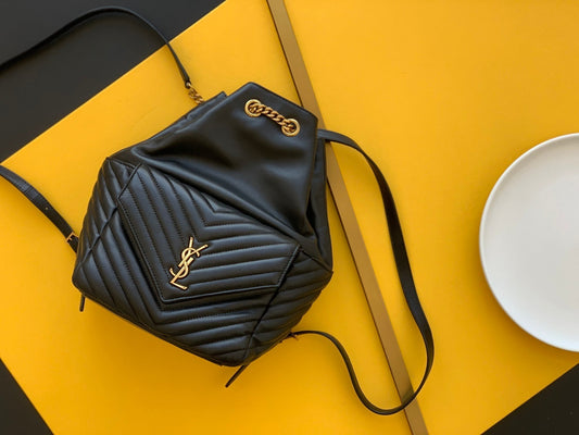 Top Quality Joe Backpack In Monogram With Bronze-Toned Hardware Black For Women 11.5in/22cm YSL 6726091EL071000