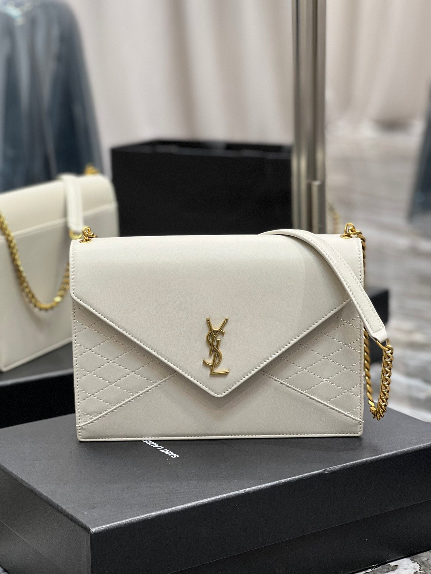YSSL Gaby Chain Bag White With Gold Hardware For Women 10in/27cm YSL