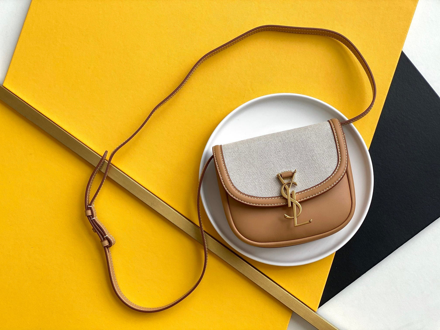 Top Quality Kaia Small Satchel Bag With Gold Hardware Brown 7.2in/18cm For Women YSL