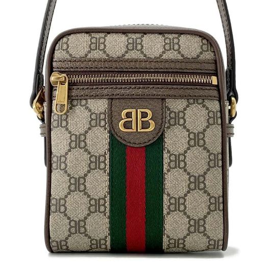 GUCCI BALENCIAGACollaboration The Hacker Project Shoulder Bag Beige/Brown680129 Canvas Leather