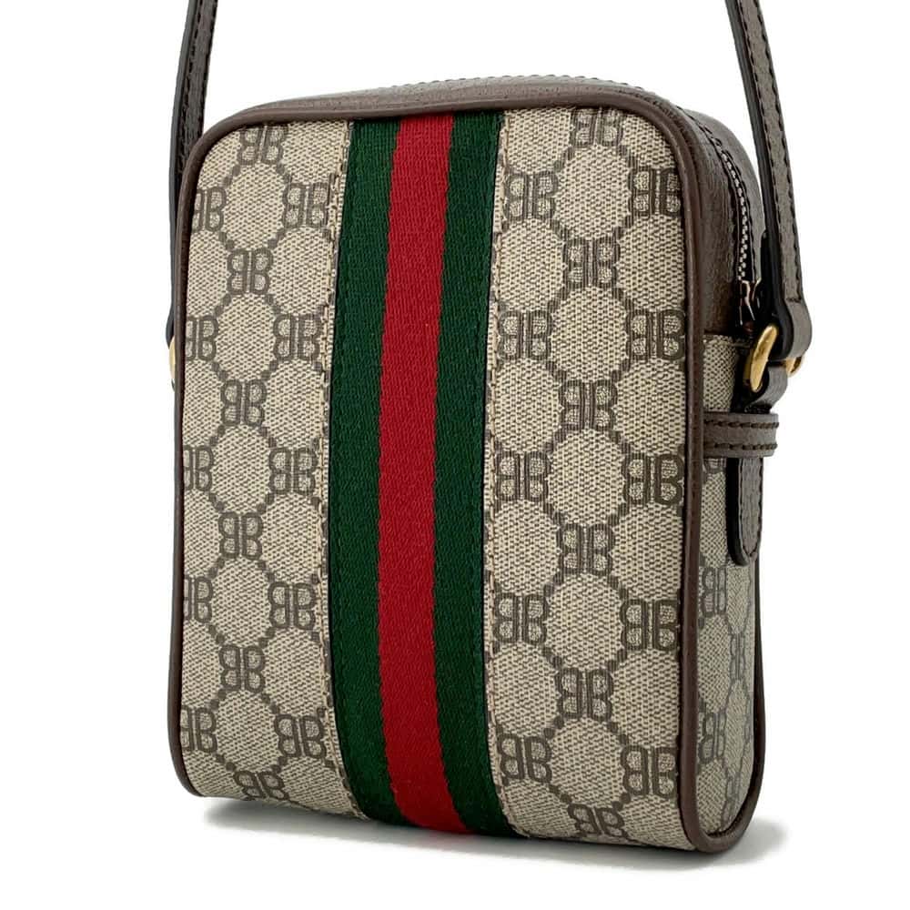 GUCCI BALENCIAGACollaboration The Hacker Project Shoulder Bag Beige/Brown680129 Canvas Leather