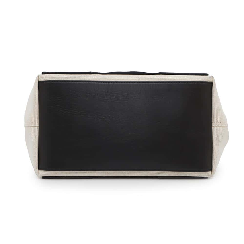 BALENCIAGA Navy Cabas S Natural/Black339933 Canvas Leather Size S