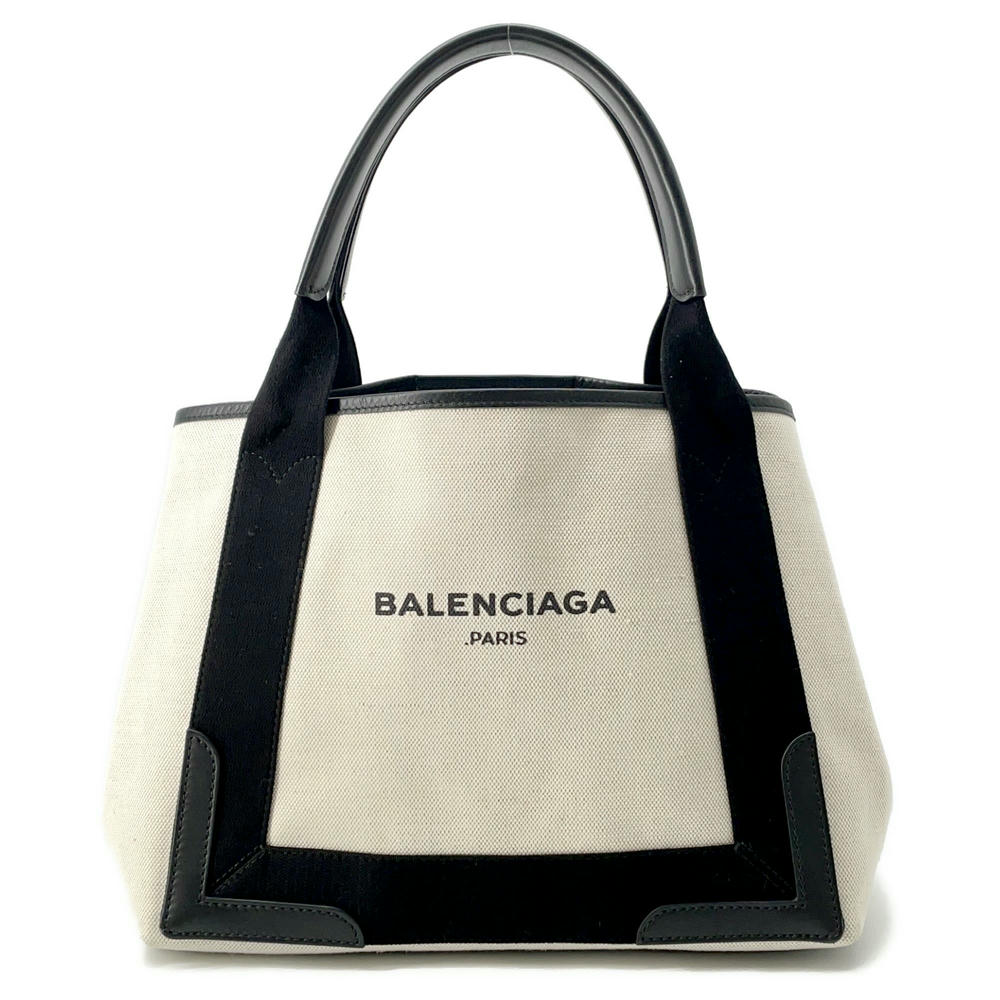 BALENCIAGA Navy Kabas Black/Natural339933 Leather Canvas
