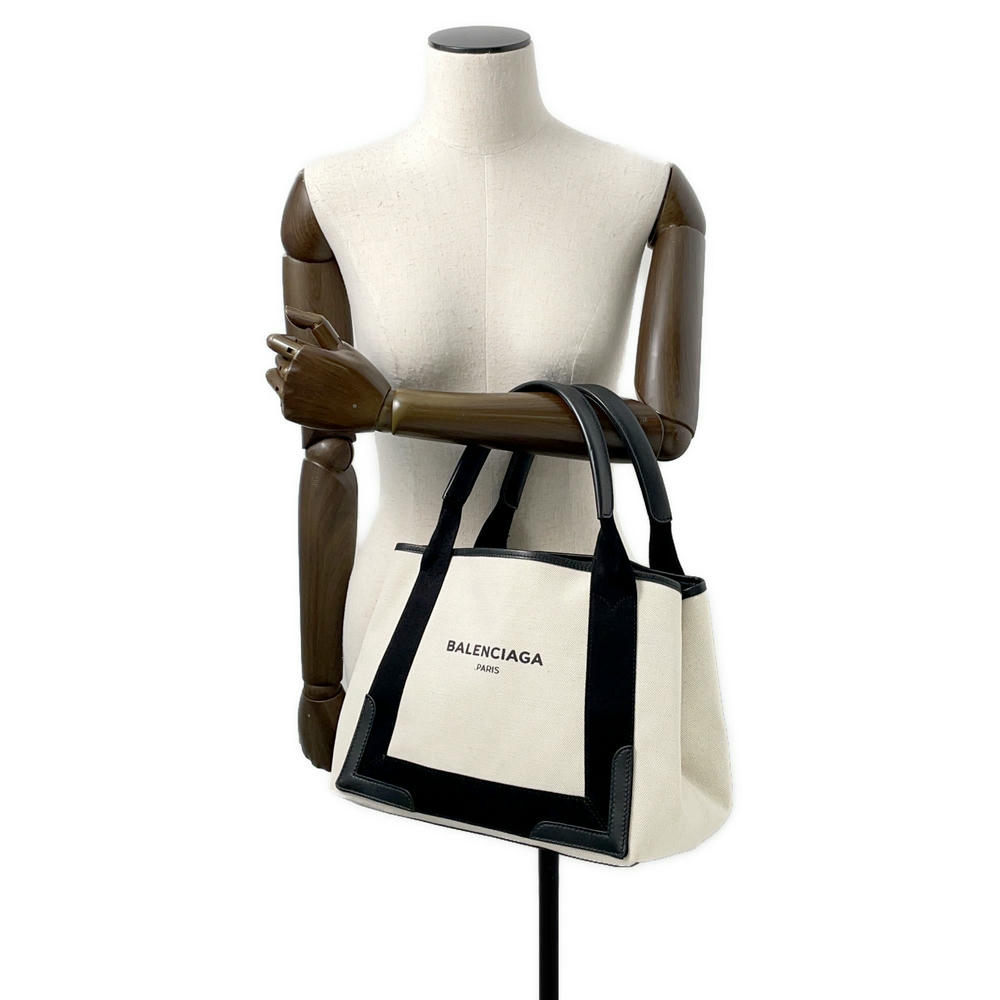 BALENCIAGA Navy Kabas Black/Natural339933 Leather Canvas