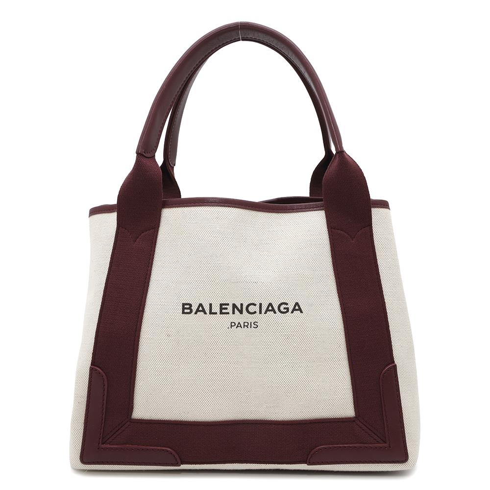 BALENCIAGA Navy Kabas Natural/Bordeaux339933 Canvas Leather
