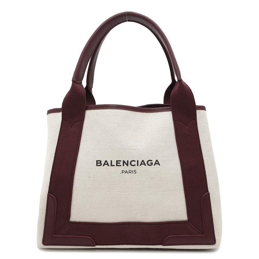 BALENCIAGA Navy Kabas Natural/Bordeaux339933 Canvas Leather