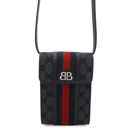 BALENCIAGA Gucci collaboration The Hacker Project phone pouch Black680130 Canvas Leather