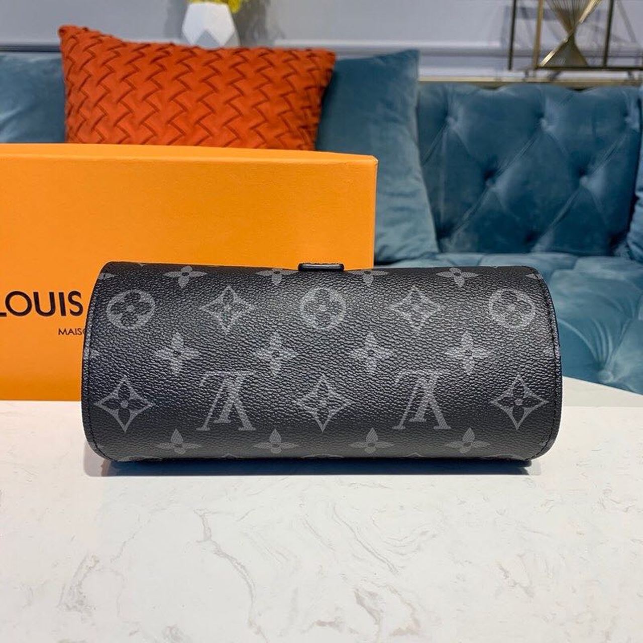 Top Quality 3 Watch Case Monogram Eclipse Canvas For Men, Bags, LuGucciage 7.9in/20cm Top Quality M43385