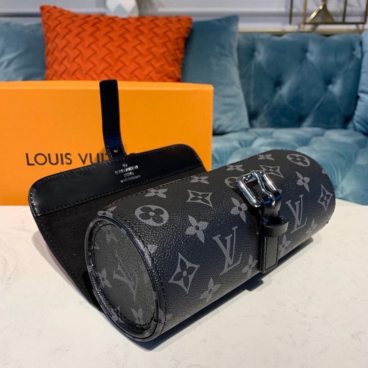 Top Quality 3 Watch Case Monogram Eclipse Canvas For Men, Bags, LuGucciage 7.9in/20cm Top Quality M43385