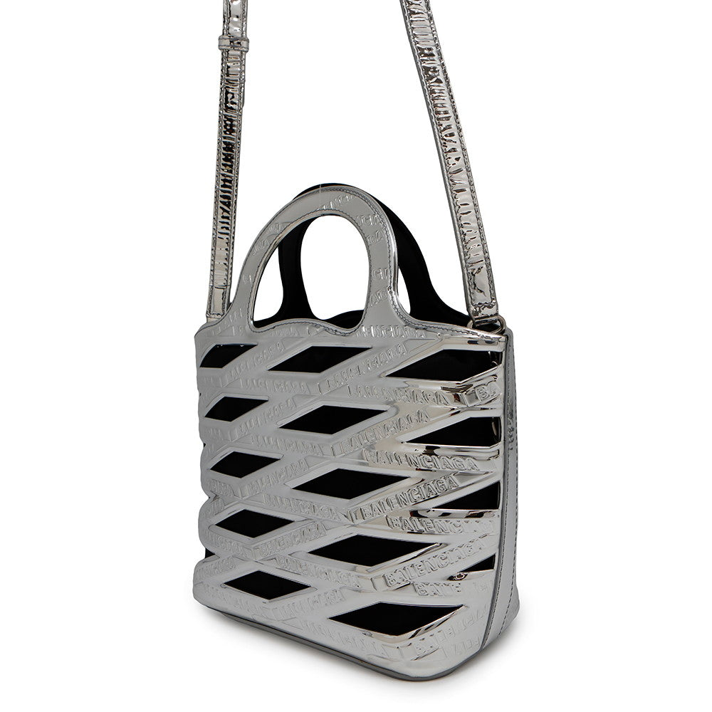 BALENCIAGA Neo Basket 2WAY Handbag Silver630708 Patent Leather
